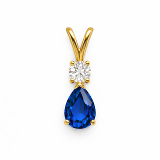Pendentif Saphir en or jaune 14 kt avec diamants