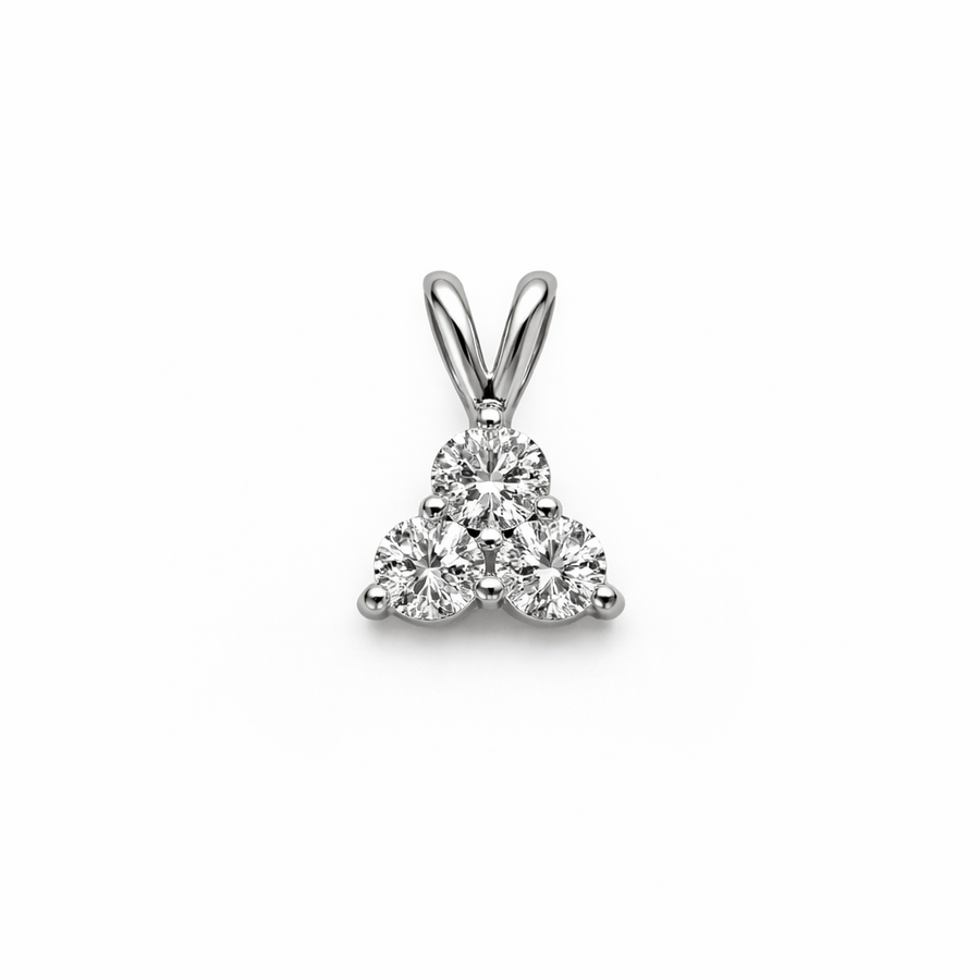 Pendentif Boules Triangle en or blanc 14 kt avec diamants