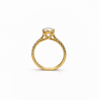 Bague de Fiançailles Or jaune 14 kt avec diamants, vue 2