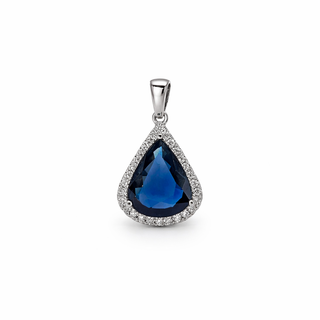 Pendentif Saphir en or blanc 14 kt avec diamants