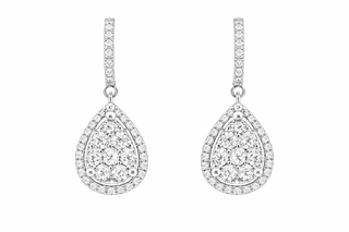 Boucles d'oreilles Huggies Gouttes en or blanc 18 kt avec