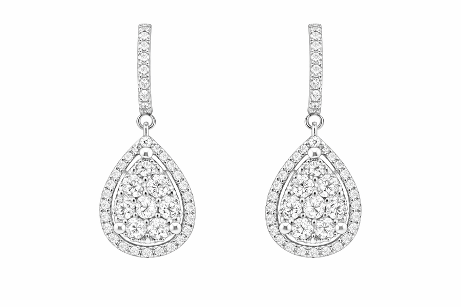 Boucles d'oreilles Huggies Gouttes en or blanc 18 kt avec