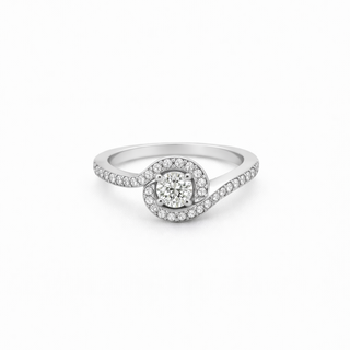 Bague de Fiançailles Or blanc 14 kt avec diamants