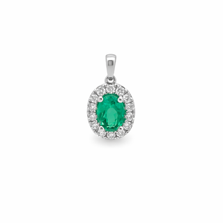 Pendentif Émeraude en or blanc 18 kt avec diamants
