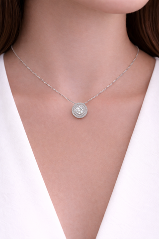 Pendentif Diamant rond en or blanc 14 kt avec diamants, vue 3