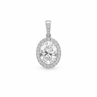 Pendentif Diamant Ovale en or blanc 18 kt avec diamants