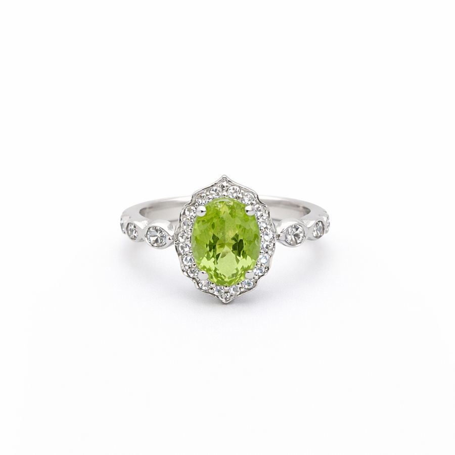 Bague Tourmaline en Or blanc 19k avec diamants