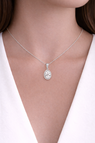 Pendentif Diamant Ovale en or blanc 18 kt avec diamants, vue 3