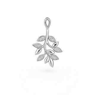 Pendentif Feuilles en or jaune 14 kt avec diamants