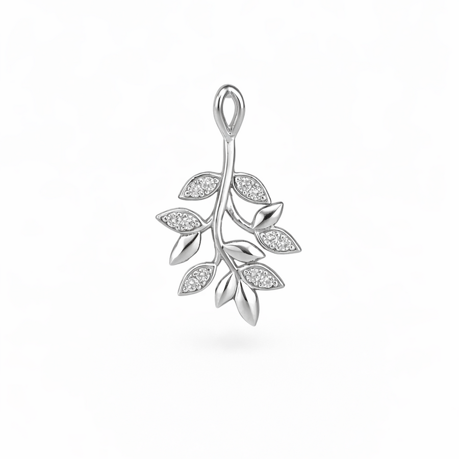 Pendentif Feuilles en or jaune 14 kt avec diamants