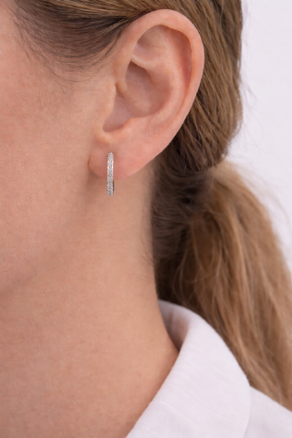 Boucles d'oreilles Anneaux en or blanc 14 kt avec diamants, vue 3