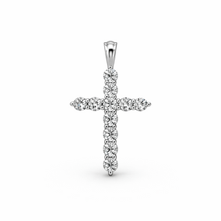 Pendentif Croix en or blanc 14 kt avec diamants