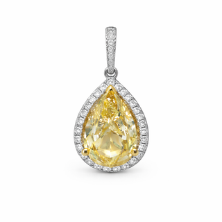 Pendentif -Diamant Jaune en or 18 kt 2 tons avec diamants