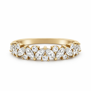 Bague Semi-Éternité Or jaune 14 kt avec diamants