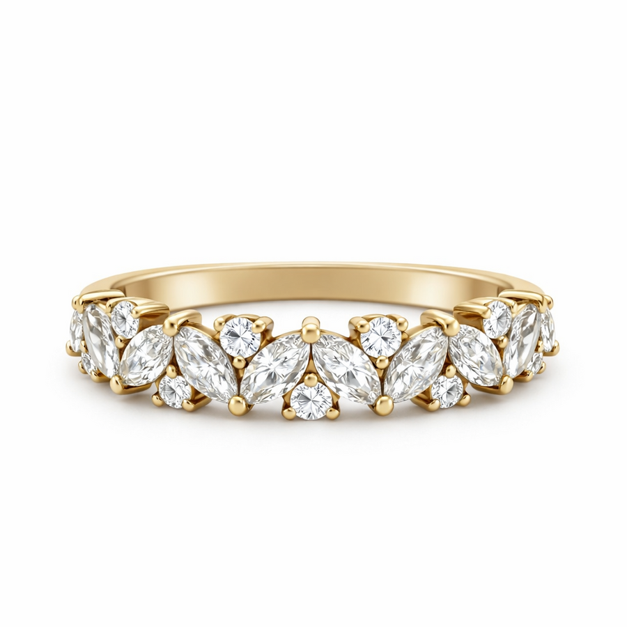Bague Semi-Éternité Or jaune 14 kt avec diamants