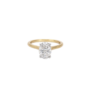 Bague de Fiançailles Diamant Ovale Or 14 kt 2 tons avec