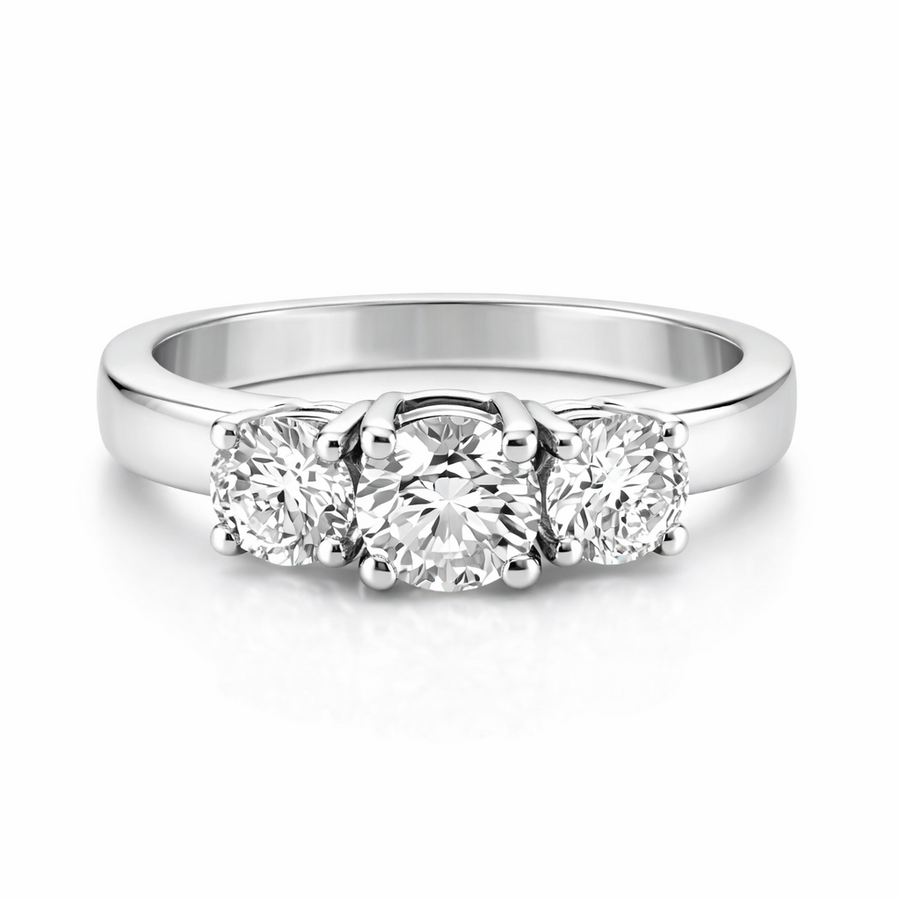 Bague de Fiançailles Trinité en Or blanc 18 kt