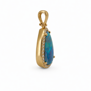 Pendentif Opale en or jaune 14 kt avec diamants, vue 2