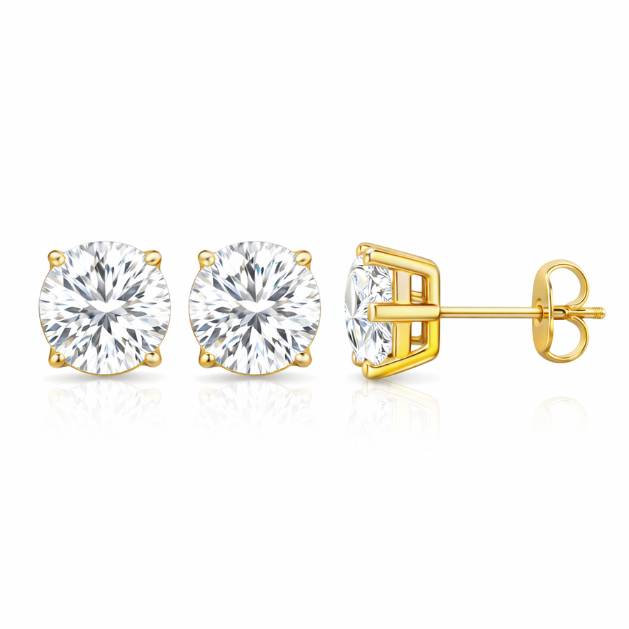 Boucles d'oreilles Clous en or jaune 10 kt avec zircons