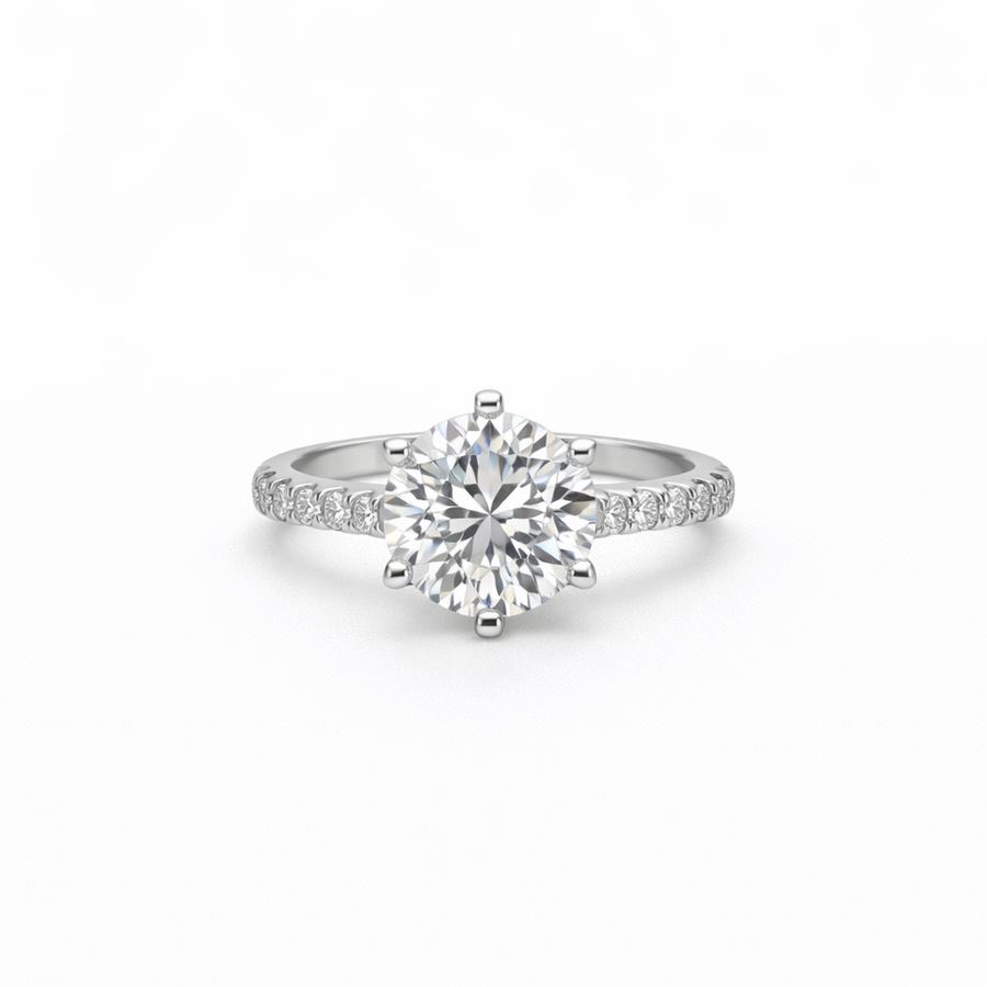 Bague de Fiançailles Or blanc 18 kt avec diamants