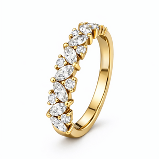 Bague Semi-Éternité Or jaune 14 kt avec diamants, vue 2