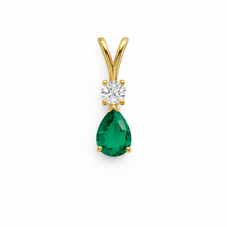 Pendentif Émeraude en or jaune 14 kt avec diamants