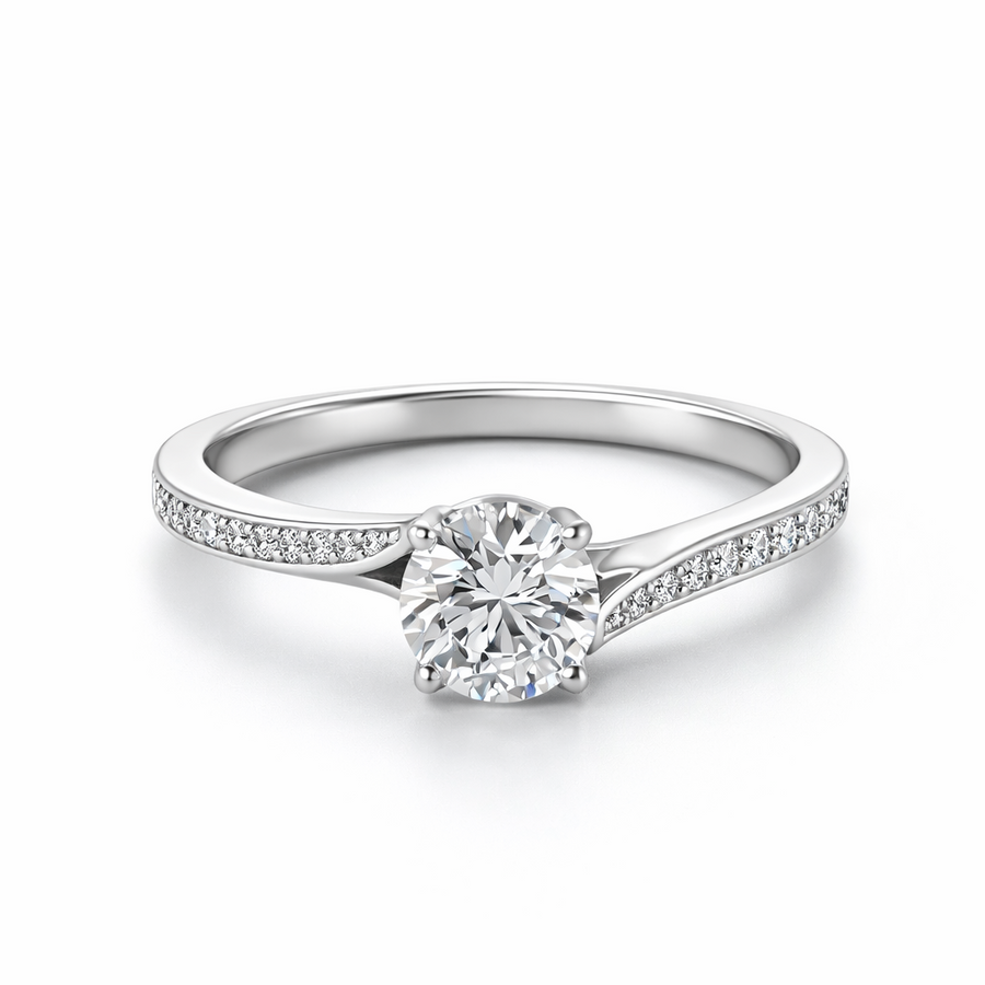 Bague de Fiançailles Or blanc 18 kt avec diamants