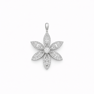 Pendentif Fleur en or blanc 18 kt avec diamants