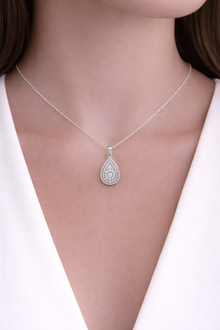 Pendentif Goutte en or blanc 18 kt avec diamants, vue 3