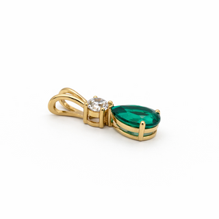 Pendentif Émeraude en or jaune 14 kt avec diamants, vue 2