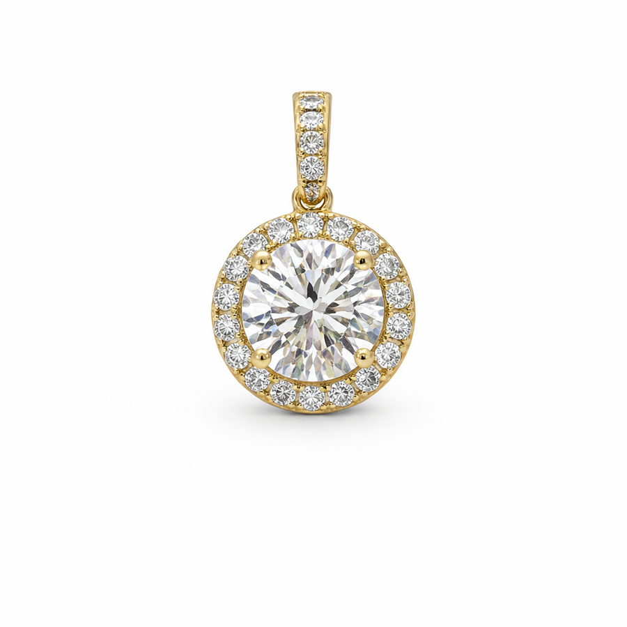 Pendentif Diamant rond en or blanc 18 kt avec diamants