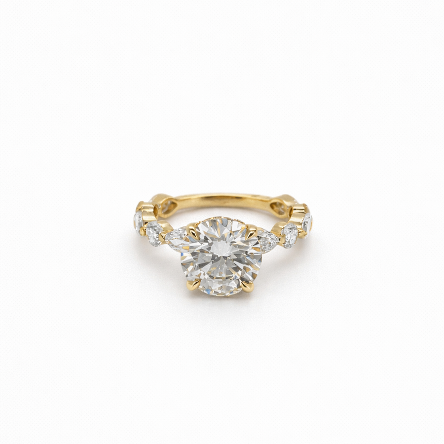 Bague de Fiançailles Or jaune 14 kt avec diamants