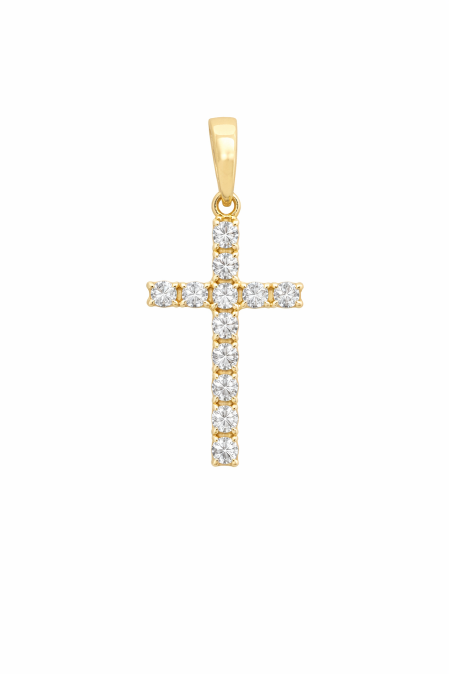 Pendentif Croix en or jaune 10 kt avec zircons