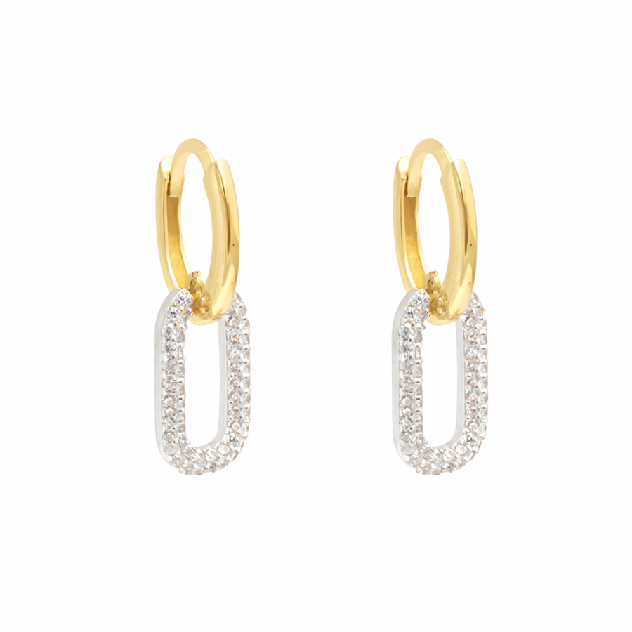 Boucles d'oreilles Huggies en or 10 kt 2 tons avec zircons