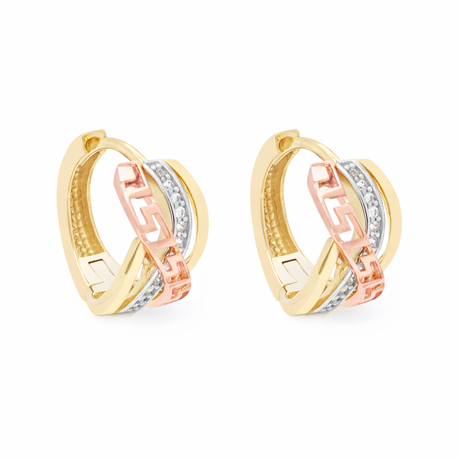 Boucles d'oreilles Huggies grecques en or 10 kt 3 tons