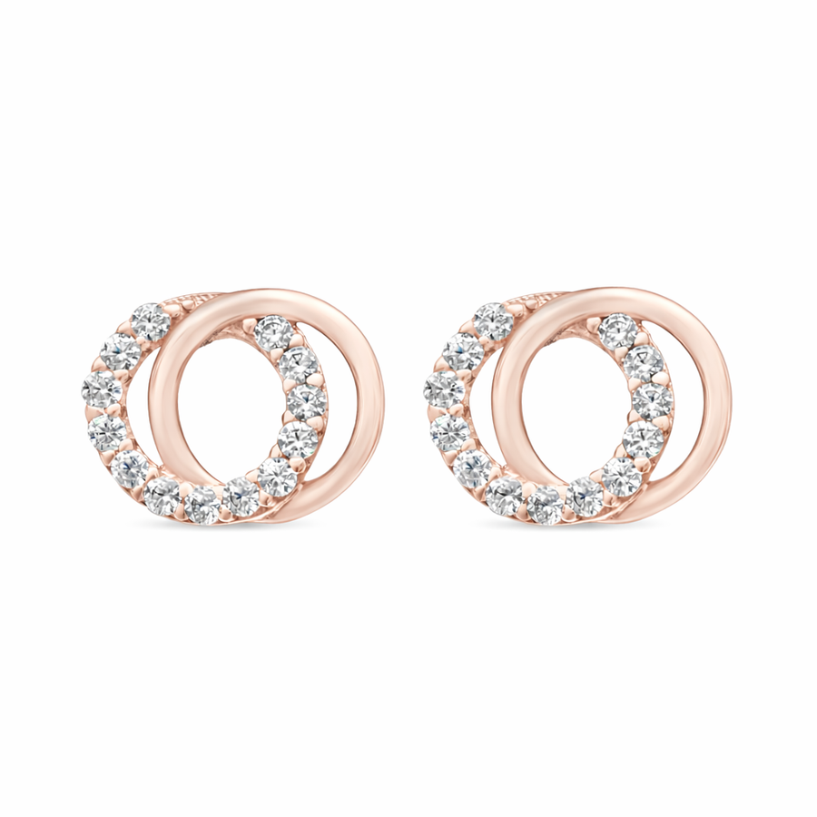 Boucles d'oreilles Clous en or rose 10 kt avec zircons