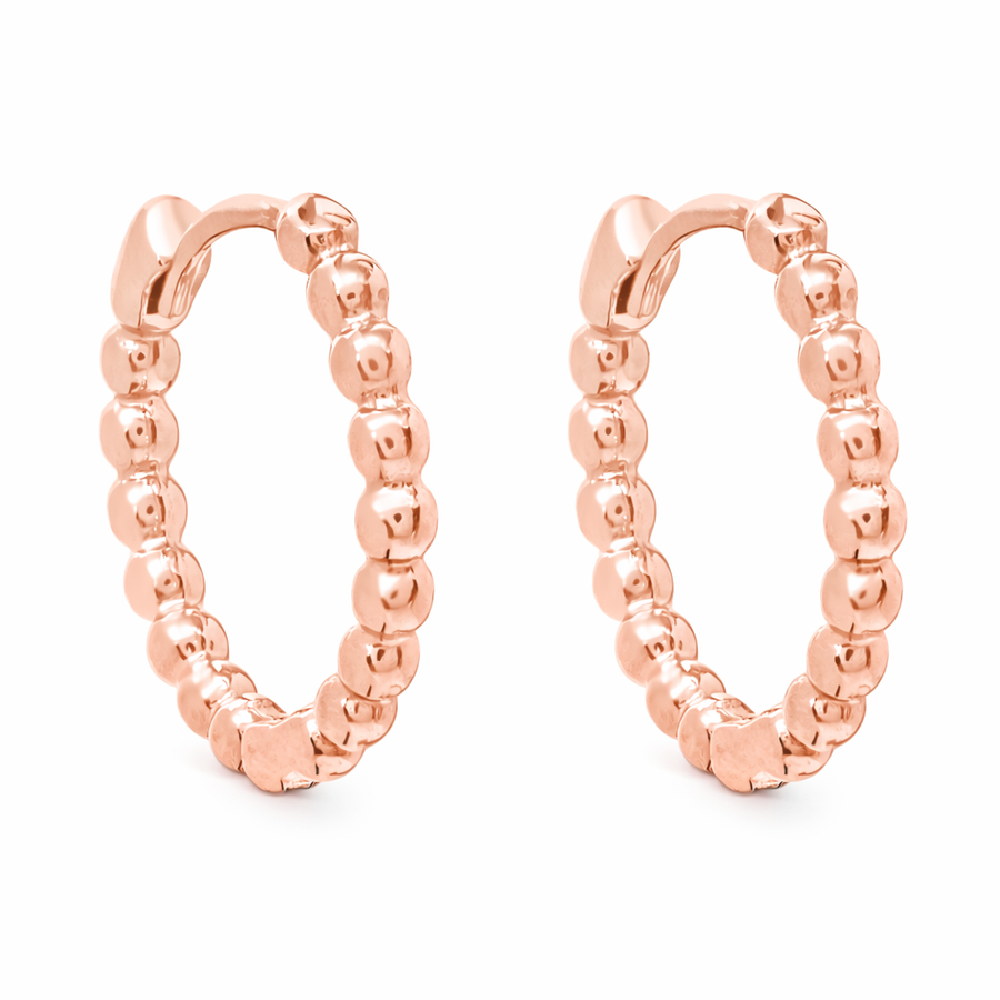 Boucles d'oreilles Boules roses huggies en or rose 10 kt