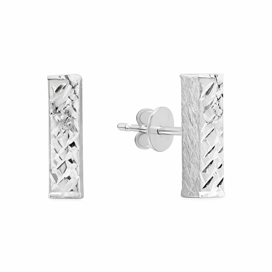Boucles d'oreilles Barre clous en or blanc 10 kt avec coupe