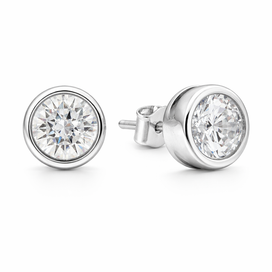 Boucles d'oreilles Clous en or blanc 10 kt avec zircons