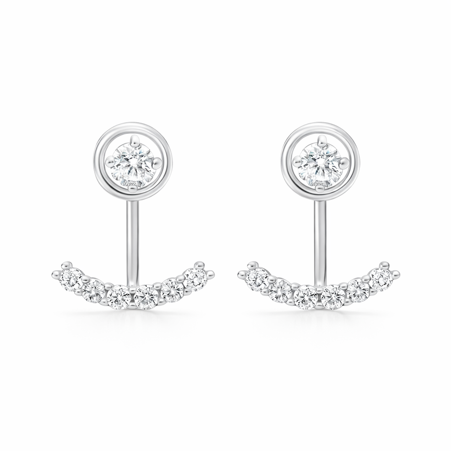 Boucles d'oreilles Clous en or blanc 10 kt avec zircons