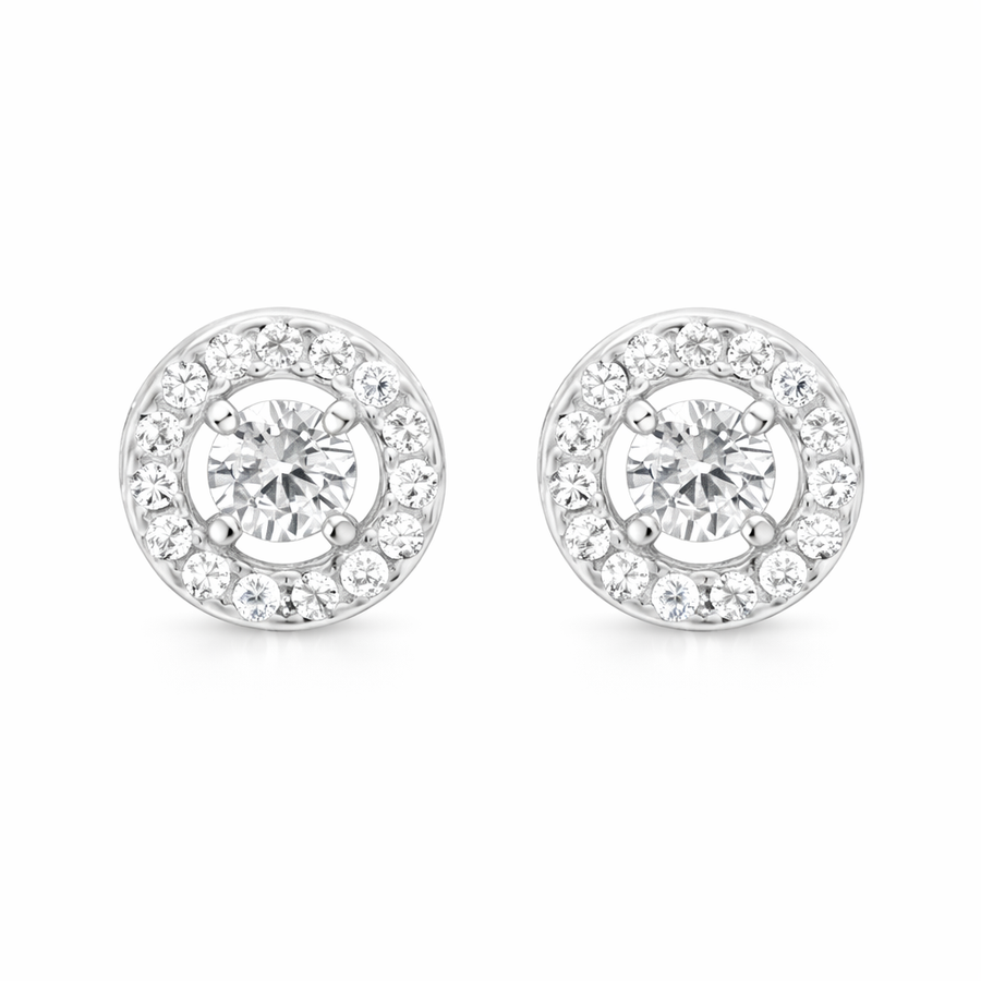 Boucles d'oreilles Clous en or blanc 10 kt avec zircons