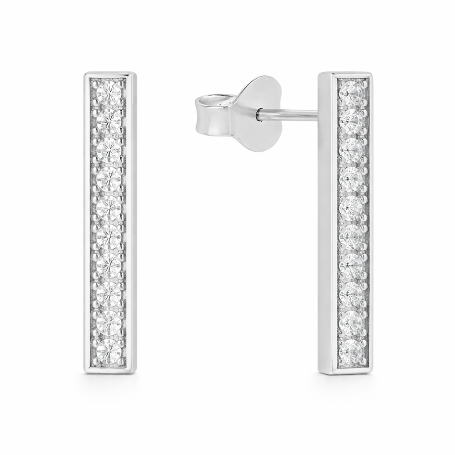 Boucles d'oreilles Barre clous en or blanc 10 kt avec