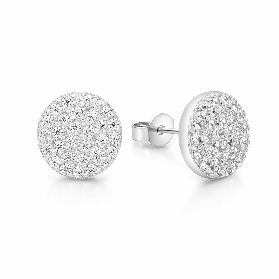 Boucles d'oreilles Clous en or blanc 10 kt avec zircons