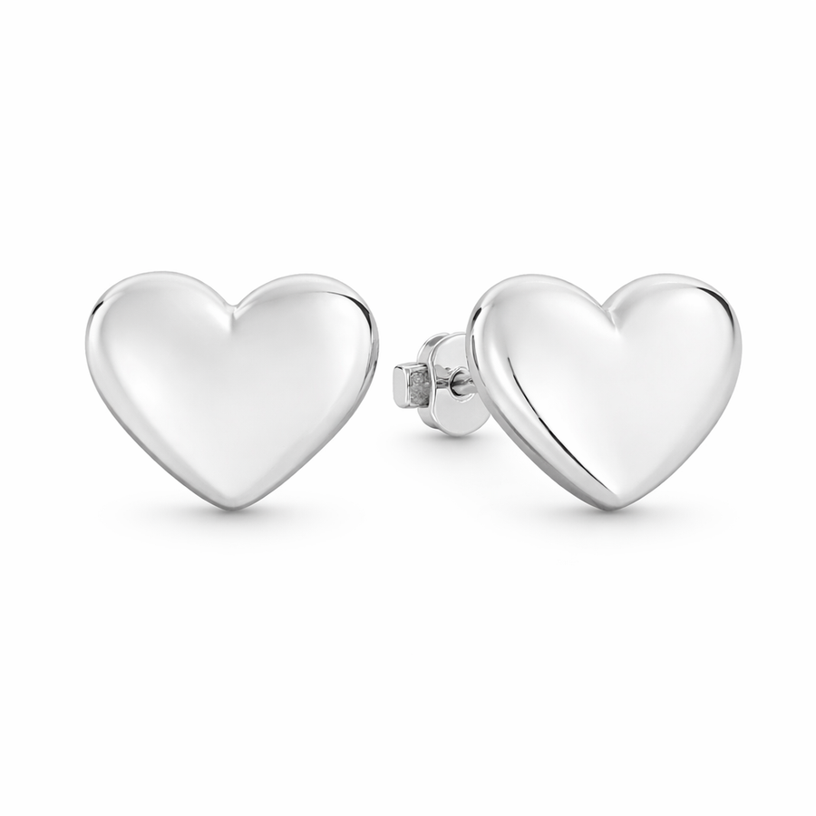 Boucles d'oreilles Coeurs clous en or blanc 10 kt