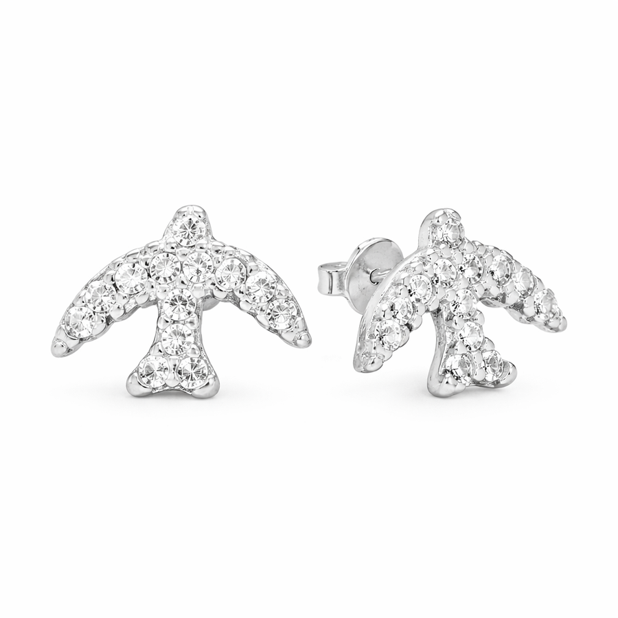 Boucles d'oreilles Colombe clous en or blanc 10 kt avec