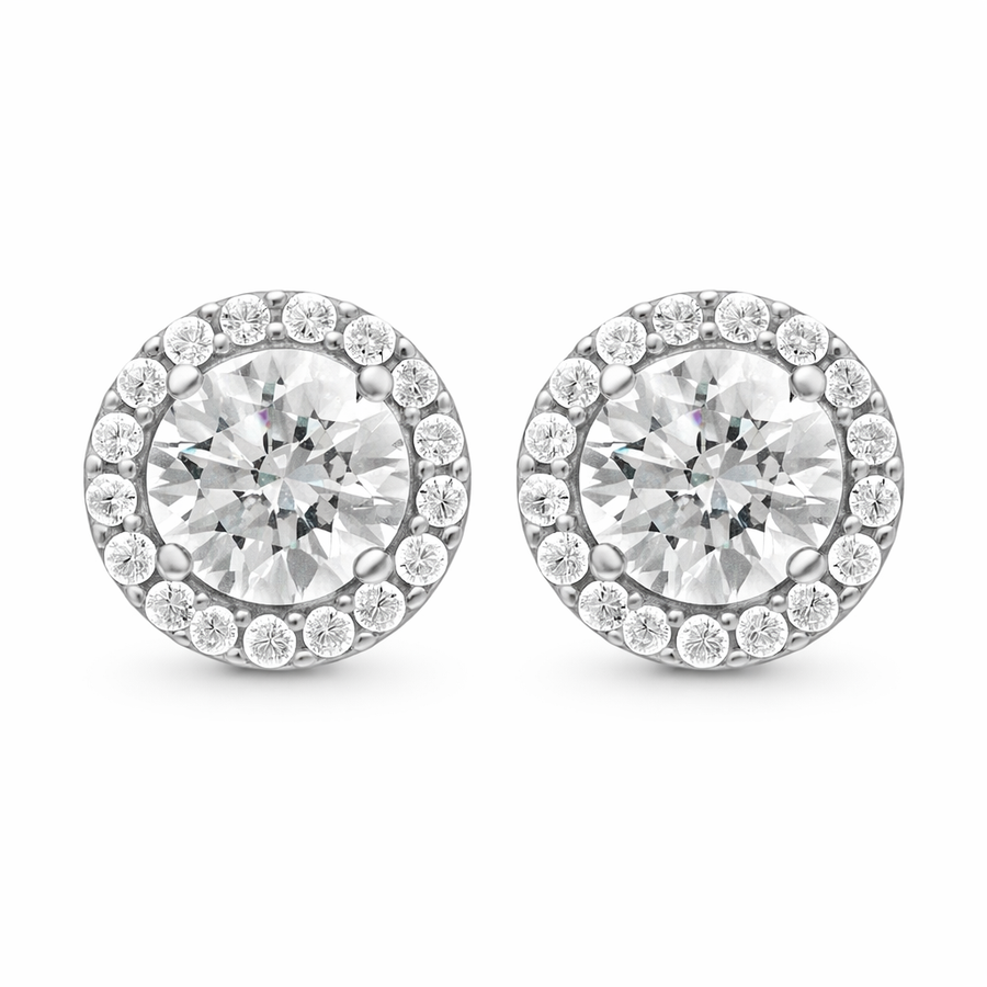 Boucles d'oreilles Ronds clous en or blanc 10 kt avec