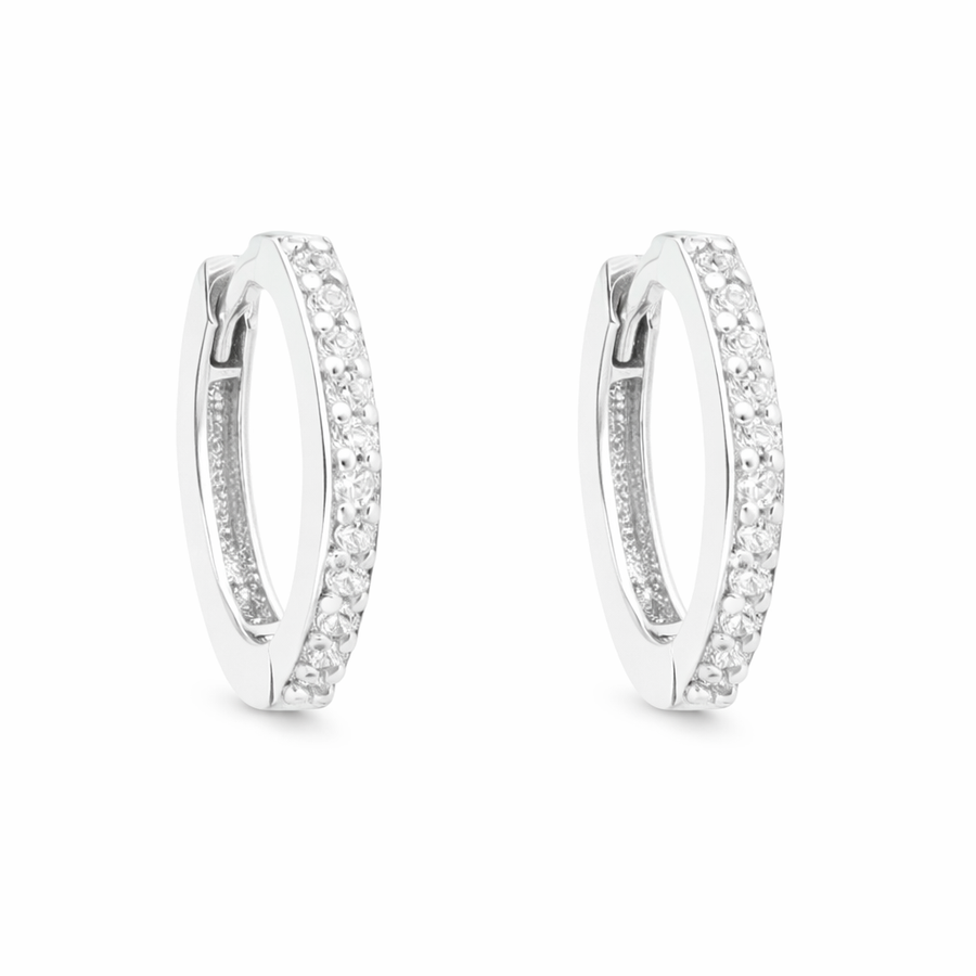 Boucles d'oreilles Huggies en or blanc 10 kt avec zircons