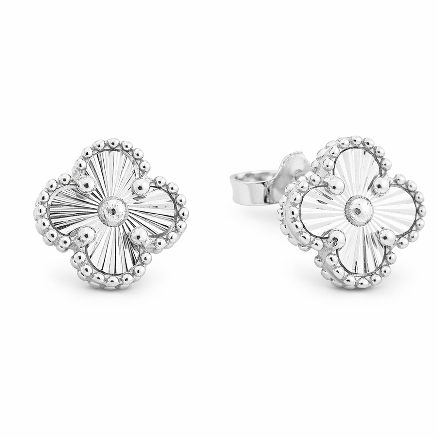 Boucles d'oreilles Clous en or blanc 10 kt Trèfle