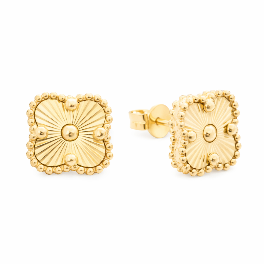 Boucles d'oreilles Clous en or jaune 10 kt Trèfle