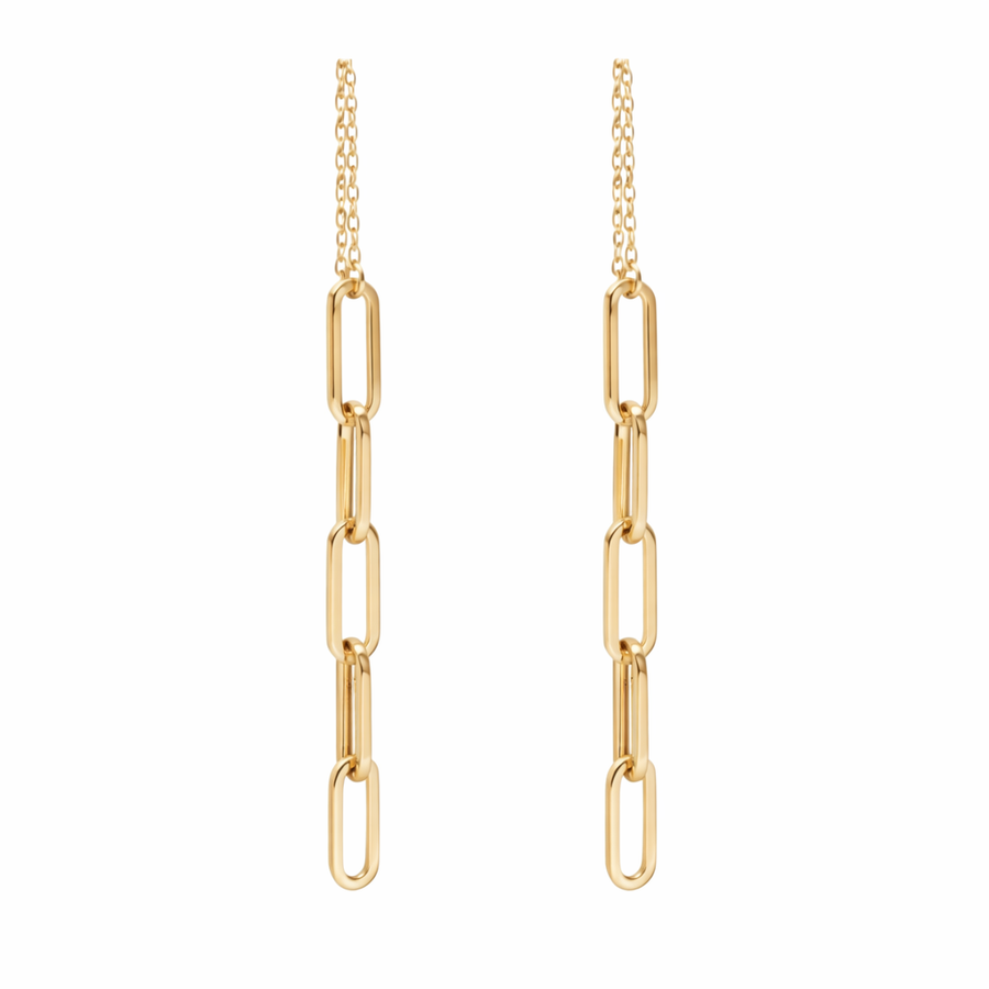 Boucles d'oreilles Trombone pendant clous en or jaune 10 kt